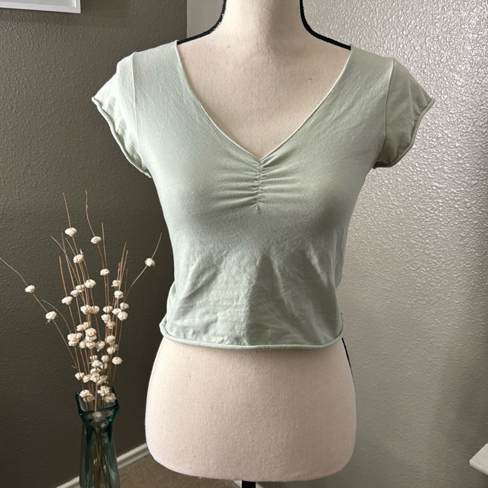 Brandy Melville John Galt crop top cotton light green size XS